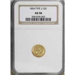 1854 G$1 Type Two AU58 NGC