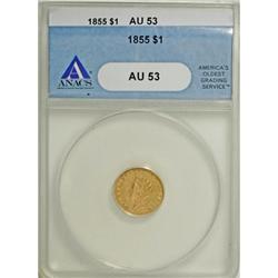 1855 G$1 AU53 ANACS