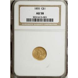 1855 G$1 AU58 NGC