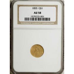 1855 G$1 AU58 NGC