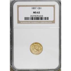 1857 G$1 MS62 NGC