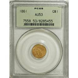 1861 G$1 AU53 PCGS