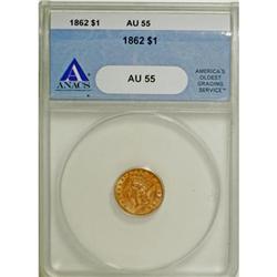 1862 G$1 AU55 ANACS