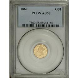 1862 G$1 AU58 PCGS