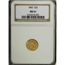 1862 G$1 MS61 NGC