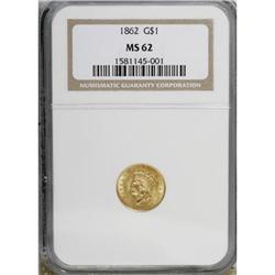 1862 G$1 MS62 NGC