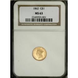 1862 G$1 MS63 NGC