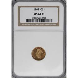 1868 G$1 Prooflike MS61 NGC