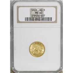 1853 $2 1/2 MS62 NGC