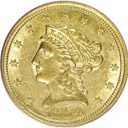 1854-O $2 1/2 AU55 PCGS