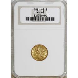 1861 $2 1/2 New Reverse, Type Two MS62 NGC
