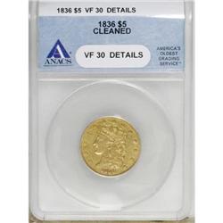 1836 $5 VF30 ANACS