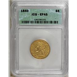 1840 $5 Narrow Mill XF45 ICG