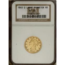 1840-O $5 Narrow Mill XF40 NGC