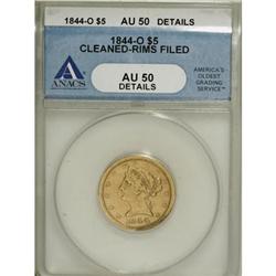 1844-O $5 AU50 ANACS