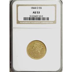 1844-O $5 AU53 NGC