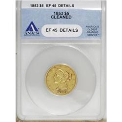 1853 $5 XF45 ANACS