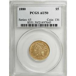 1880 $5 AU50 PCGS