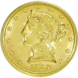 1882 $5 MS61 ANACS