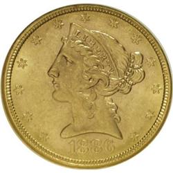 1886-S $5 MS61 NGC