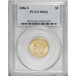 1886-S $5 MS62 PCGS
