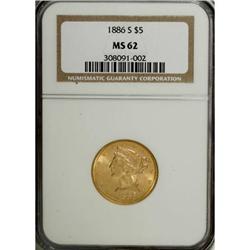 1886-S $5 MS62 NGC