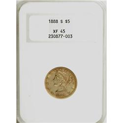 1888-S $5 XF45 NGC