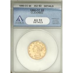 1890-CC $5 AU53 ANACS