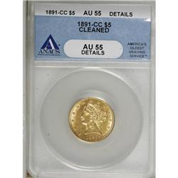 1891-CC $5 AU55 ANACS