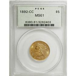 1892-CC $5 MS61 PCGS