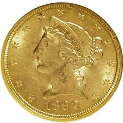 1892-S $5 MS61 NGC