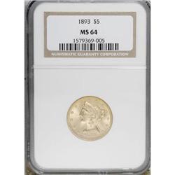 1893 $5 MS64 NGC