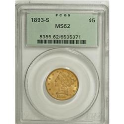 1893-S $5 MS62 PCGS