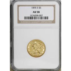 1895-S $5 AU58 NGC