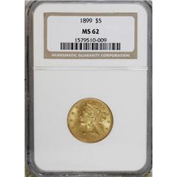 1899 $5 MS62 NGC