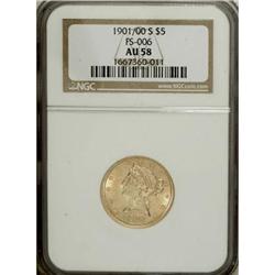 1901/0-S $5 AU58 NGC