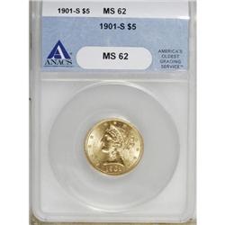 1901-S $5 MS62 ANACS