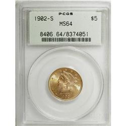 1902-S $5 MS64 PCGS