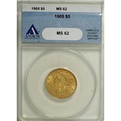 1905 $5 MS62 ANACS