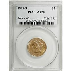 1905-S $5 AU58 PCGS