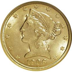 1906-D $5 MS62 NGC