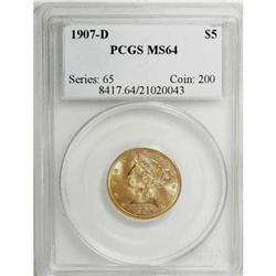 1907-D $5 MS64 PCGS