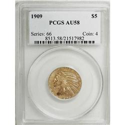 1909 $5 AU58 PCGS