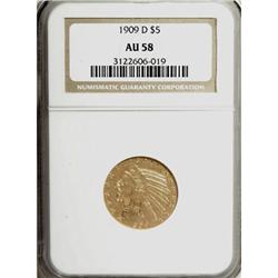 1909-D $5 AU58 NGC