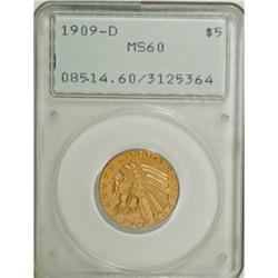 1909-D $5 MS60 PCGS
