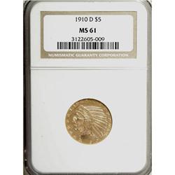 1910-D $5 MS61 NGC