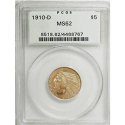 1910-D $5 MS62 PCGS