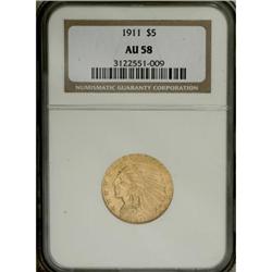 1911 $5 AU58 NGC