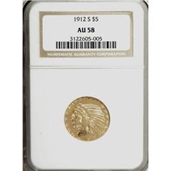 1912-S $5 AU58 NGC