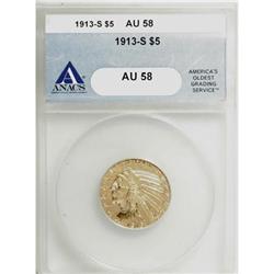 1913-S $5 AU58 ANACS